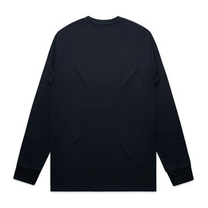 T-shirts classiques à manches longues pour hommes, 100% coton peigné, col rond, manches longues, col rond, bleu pétrole - Product Image 4