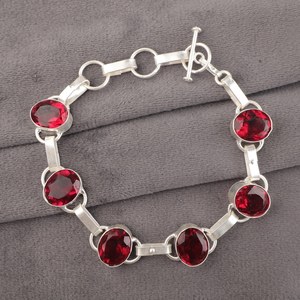 Pink Rubellite <b>Charm</b> <b>Bracelet</b> 925 Sterling <b>Silver</b> Adjustable Luxury Gemstone Jewelry Gift for Women Elegant Anniversary - Product Image 1