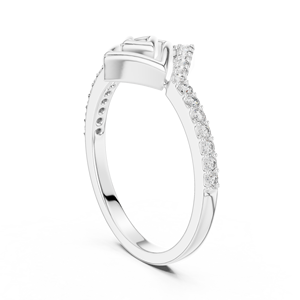 SPIRAL <b>SQUARE</b> <b>EDGE</b> WOMEN'S LAB-GROWN DIAMOND RING SET 18KT WHITE GOLD RHODIUM PLATED CERTIFIED ENGAGEMENT PARTY WEDDING DAILY - Product Image 2