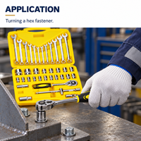 HEHE 37-Teiliges Metall-Steckschlüssel- und Schraubenschlüssel-Set 1/2-Zoll-Antrieb Ratsche mit Zwölf Kombinations-Schraubenschlüsseln für Autoreparatur