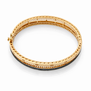 18ct Rose Gold Diamond Double Row <b>Bangle</b> <b>Bracelet</b> for Women Luxury Geometric Stackable Fine Jewelry Wedding Party Gift - Product Image 5