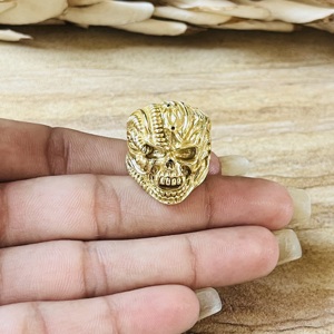 2026 Classic Trendy Skull <b>Rings</b> Gothic Brass <b>Ring</b> <b>Men</b> 18k Gold Plated Chunky Vampire Demon Band Statement <b>Ring</b> Wholesale/OEM/ODM - Product Image 5
