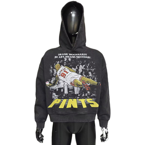 Custom <b>Mens</b> Black Size Oversized Cotton Hoodie 400 GSM Heavyweight Streetwear - Product Image 4