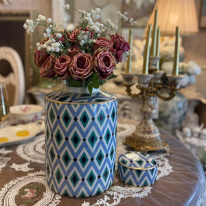 Leaf Ginger Jar Decorative Jar Metal Rectangular <b>Vase</b> with Black <b>Roses</b> Shabby Chic Floral Display Jar - Product Image 5