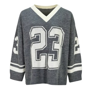 Pull en tricot respirant à motif graphique, col rond, pull chaud d'hiver - Haut décontracté en maille unie élégant pour femme - Product Image 3