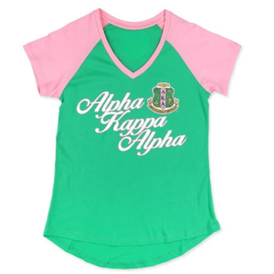 Camiseta Deportiva Casual de Manga Corta con Cuello en V, Color Verde y Rosa, Personalizada, Ropa Deportiva de Equipo, Prenda de Moda de Dos Tonos, Top Elegante para Mujer, Nuevo - Product Image 1