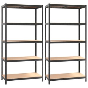 2 scaffali resistenti a 5 ripiani in acciaio grigio e legno ingegnerizzato - Product Image 2