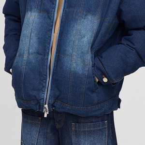 Quality Formal Embroidered Windproof Oversized Drop Shoulder Denim Jeans <b>Jacket</b> <b>Men</b> Distressed Black 100% Cotton Winter <b>Filled</b> - Product Image 4