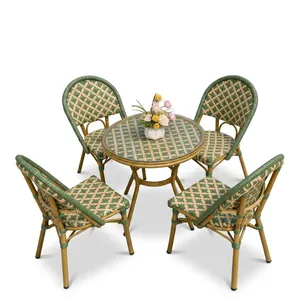 Modern Bespoke Garden Dining Set <b>Plastic</b> Wooden Chairs Solid Wood <b>Table</b> Aluminum Frame Durable Eco-Friendly 4 Seating Capacity - Product Image 5