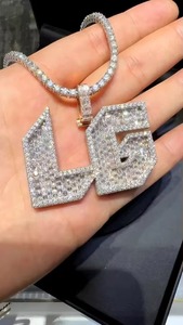 Colgante de Letra con Nombre de Moissanita Iced Out, Plata 925, Estilo Hip Hop, Dijes Temáticos para Hombre, Colgante con Micro Pavé para Regalo de Cumpleaños - Product Image 3