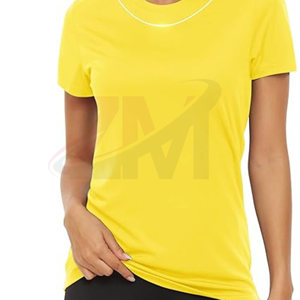 Camiseta informal sencilla para mujer con cuello redondo, transpirable, de punto, 100% poliéster con impresión por sublimación OEM - Product Image 3
