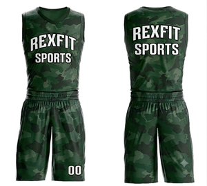 Ensemble de maillots de basket-ball unisexe REXFIT SPORTS, imprimé camouflage, évacuation de l'humidité, 100% polyester, coupe athlétique, adulte, toutes saisons - Product Image 4