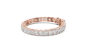 Pulsera de tenis llamativa con diamantes sintéticos de corte princesa de 24 quilates, engaste tipo collet, oro macizo de 18K, joyería fina para mujer, cierre de eslabones para muñeca - Product Image 5