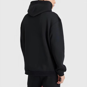 Ensemble survêtement molletonné homme personnalisé avec logo, coloris noir et rose, sweat à capuche et pantalon de jogging oversize, style streetwear - Product Image 4