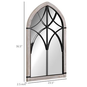Specchio da Parete Rustico Moderno in Stile Nordico con Cornice Effetto Legno 36,5 X 23,5 Pollici, Forma ad Arco per Soggiorno e Camera da Letto - Product Image 3
