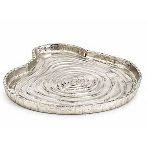 Plateau de service ovale décoratif en acier inoxydable de luxe, bicolore, poli miroir, avec poignée en forme de branche dorée, pour la vente en gros - Product Image 2