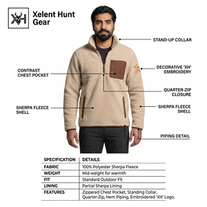 Custom <b>Men's</b> Soft Shell Sherpa Fleece <b>Half</b> <b>Zip</b> Pullover Windproof Waterproof Outdoor Thermal <b>Jacket</b> Winter Hiking Casual Wear - Product Image 6