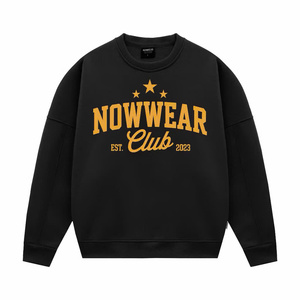 Sweat-shirt à col rond marron pour femme NOWWEAR, imprimé lettres, 100% coton tricoté, vêtements décontractés d'automne - Product Image 3