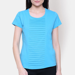 เสื้อยืดสำหรับผู้หญิงสีพื้นระบายอากาศน้ำหนักเบาเสื้อยืดผ้าฝ้าย100% - Product Image 3