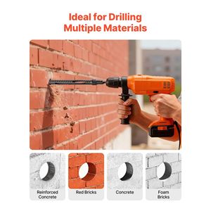 Punta diamantata per carotaggio a secco da 1 pollice di diametro, profondità di foratura 9-1/2 pollici, filettatura interna 5/8-11, 3 adattatori per muratura e cemento - Product Image 4