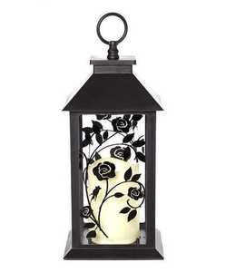 Faroles de Metal Negros con Diseño Floral e Interior Dorado, Elegantes Portavelas para Exteriores, Decoración de Iluminación de Piso, Faroles Decorativos - Product Image 1