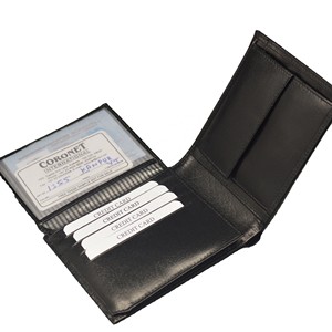 Portefeuille en cuir véritable Coronet International, porte-cartes multiples, fermeture pliante, style minimaliste unisexe, noir - Product Image 3