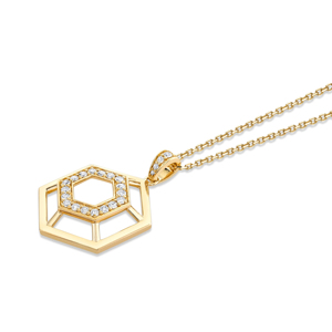 Collar con Colgante Hexagonal, Chapado en Oro de 18K, Diamante, Cadena Minimalista, Joyería Unisex - Product Image 2