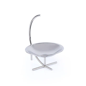 Stainless Steel Round Cake Stand Geometric Design Single Piece Serving Tray Display Rack - Product Image 1