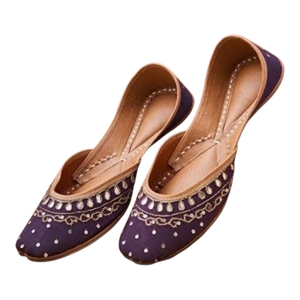 Zapatos Khussa Jutti Punjabi Indios Pakistaníes Hechos a Mano, Elegantes, con Flores de Verano y Piedras, Cómodos, Sin Cordones, Planos, para Mujer, en Tallas y Colores Personalizados - Product Image 1
