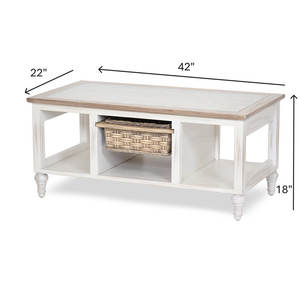 Mesa de centro Eversole Coastal con elegante Almacenamiento de mimbre e incrustaciones de vidrio - Product Image 3