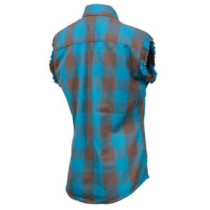 Chemise en flanelle pour homme tendance printemps, bleu marron uni, boutonnée, coupe classique, anti-plis, sans manches - Product Image 6