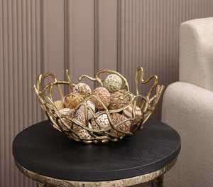 Le centre de chaque réunion : Bol en métal doré fait main, design moderne en fil métallique, plat de service décoratif pour la maison - Product Image 4