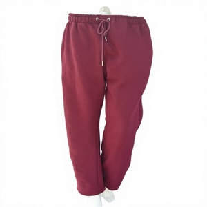 Pantalon cargo pour femme bordeaux, coupe droite, multi-poches, décontracté, en polaire polyester/coton, hiver, personnalisation de marque, OEM, marque privée - Product Image 1