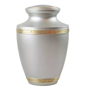 Aluminium Cremation Urns With Flourish Designed Blue Color Funeral <b>Memorial</b> Ashes Urn for Burial Services Adult Urns - Product Image 3