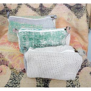 100% Pure Cotton Kantha Fabric Tassel Pattern Zipper Closure Soft Handle Eco-Friendly Durable Lightweight Reusable Vintage <b>Case</b> - Product Image 4