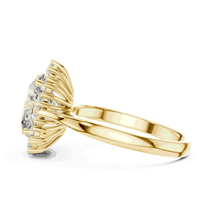 Anillo de halo con diamante de corte radiante de dos quilates, oro sólido de 18k, joyería fina de lujo para boda, compromiso, unisex, anillo de propuesta. - Product Image 2