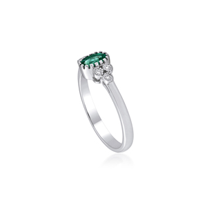 Anillo de Compromiso Ivaan Jewels de Plata de Ley 925 con Esmeralda y Circonita Cúbica, Gema Ovalada de 6x4mm, Doble Banda, Joyería al por Mayor - Product Image 5