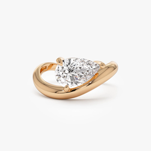 Anillo de Compromiso Unisex de Diamante Sintético Corte Pera de 1.5 Quilates, Chapado en Platino y Oro Blanco de 14k, Estilo Clásico, Certificado IGI - Product Image 2