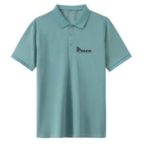 เสื้อเชิ้ตแขนสั้นสีชมพูสำหรับผู้ชาย ยี่ห้อ Golf Relevo Industries ผ้าฝ้าย ระบายอากาศได้ดี พิมพ์ลายโลโก้ด้านหน้า ทรงปกติ น้ำหนัก 320 กรัม - Product Image 3
