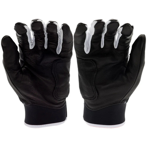 Pro Black White Baseball Batting Gloves | Genuine Cowskin Leather Heavy Hitter Protective Custom Team Batting Gloves - Product Image 3