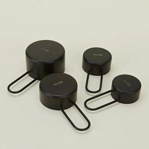 Ensemble de 4 tasses à mesurer en métal finition noire pour accessoires de cuisine, outils de mesure et de comptage, impression de logo personnalisée - Product Image 4