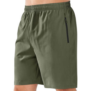 Shorts Bermuda pour homme, vert olive, taille élastique, séchage rapide, couleur unie, décontractés, en polyester, avec poches latérales - Product Image 1