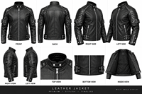 Veste de moto en cuir véritable noir pour homme avec fermeture éclair, boucles réglables, coupe ajustée, style motard, à porter en automne et en hiver