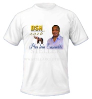 Toptan promosyon ucuz pamuk karışık kumaş düz toplu beyaz başkanlık seçim kampanyası $1.00 yuvarlak boyun boş t shirt