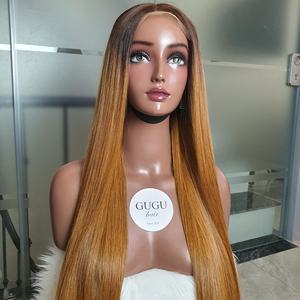 Perruque sans colle 100 % vietnamienne de luxe, 26 pouces, couleur marron personnalisée, cheveux humains bruts, produits capillaires naturels pour femmes noires - Product Image 1