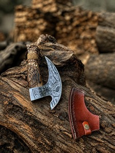 Hacha Tomahawk de Acero Forjado a Mano con Mango de Madera y Hoja Tallada, Hacha de Supervivencia para Exteriores - Product Image 6