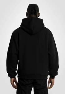 Custom Logo Embroidered 310g Men's XL Regular Fit Long Knitted 100% Cotton Solid Color O-<b>Neck</b> Lined Winter Hoodie - Product Image 4