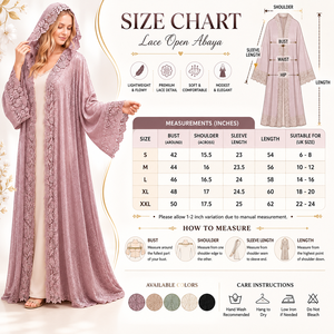 Abaya de Lujo con Encaje y Capucha Abierta para Mujer – Elegante y Modesta Abaya Maxi Estilo Kimono con Ribete de Encaje Floral de Primera Calidad - Product Image 6
