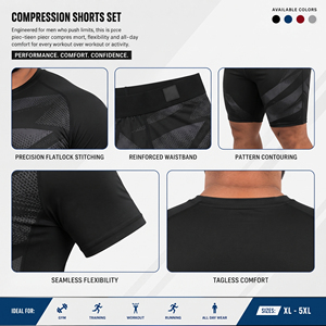 Ensemble de short de compression et t-shirt à manches courtes pour homme, imprimé personnalisé, grande taille, pour yoga et sport - Product Image 5