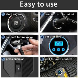 Compressore d'Aria Portatile 12V DC con Manometro Digitale 150psi e Luce LED di Emergenza per Pneumatici Auto - Product Image 3